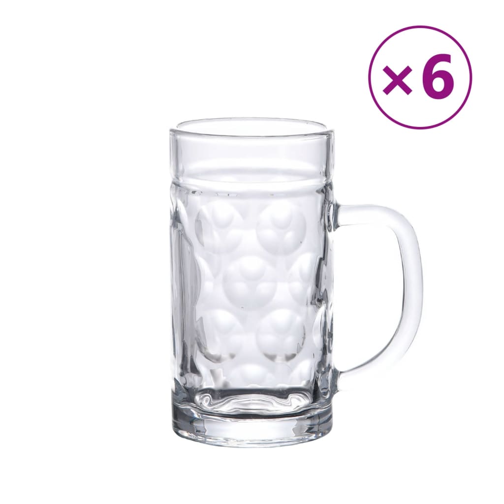 vidaXL Bierkrüge mit Henkel Glas 6 Stk. 500 ml