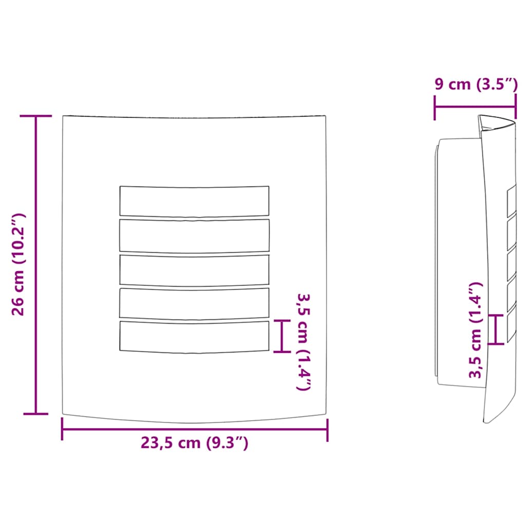vidaXL Außenwandleuchte Silber 23,5 x 9 x 26 cm Edelstahl und Plastik