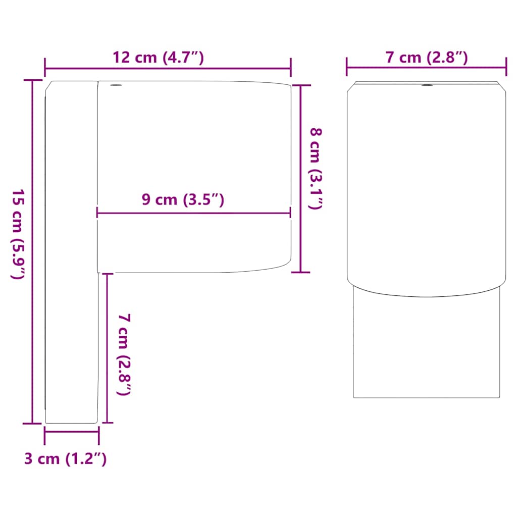 vidaXL Außenwandleuchte Schwarz 12 x 7 x 15 cm Edelstahl