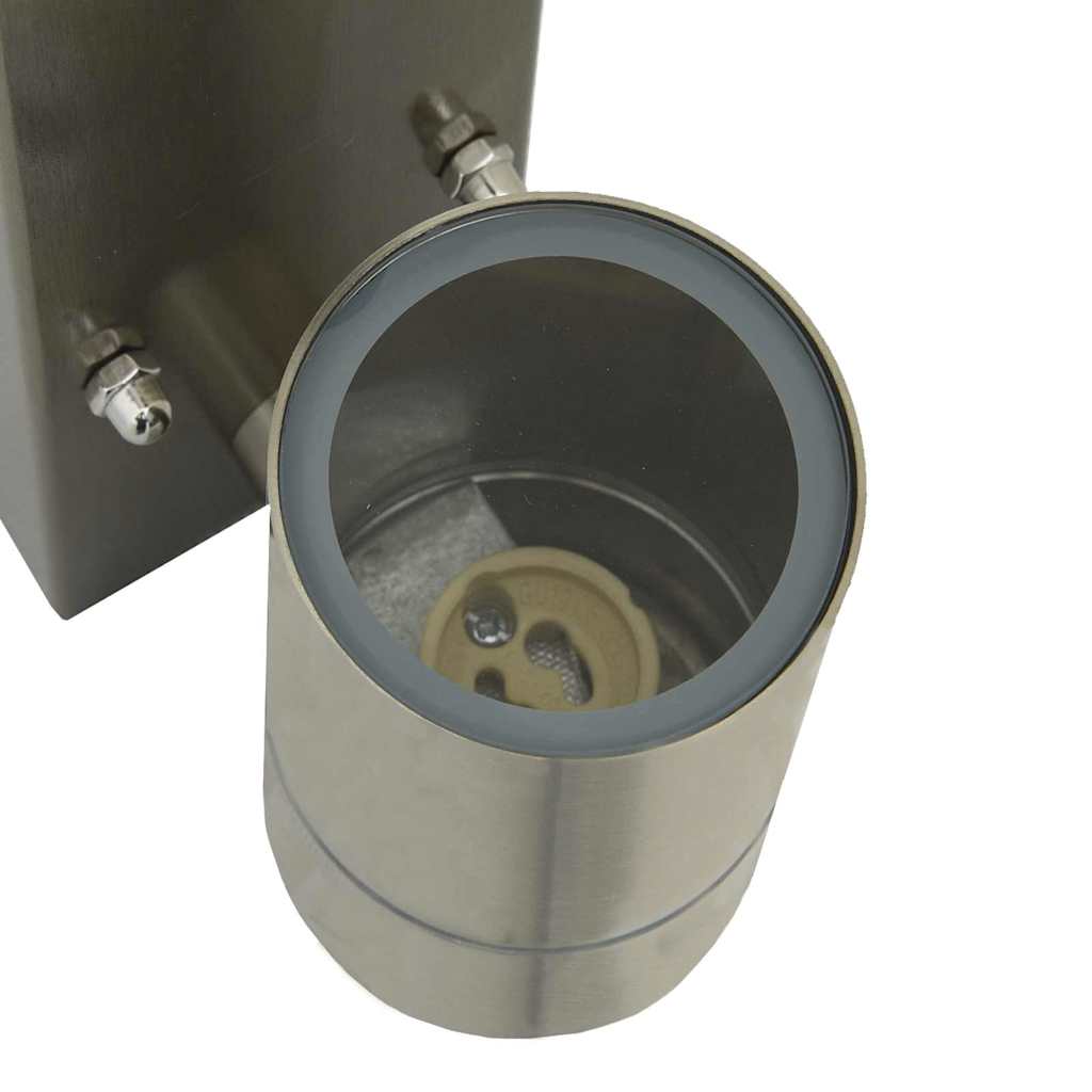 vidaXL Außenwandleuchte Silber 6,5 x 10,5 x 16 cm Edelstahl und Glas