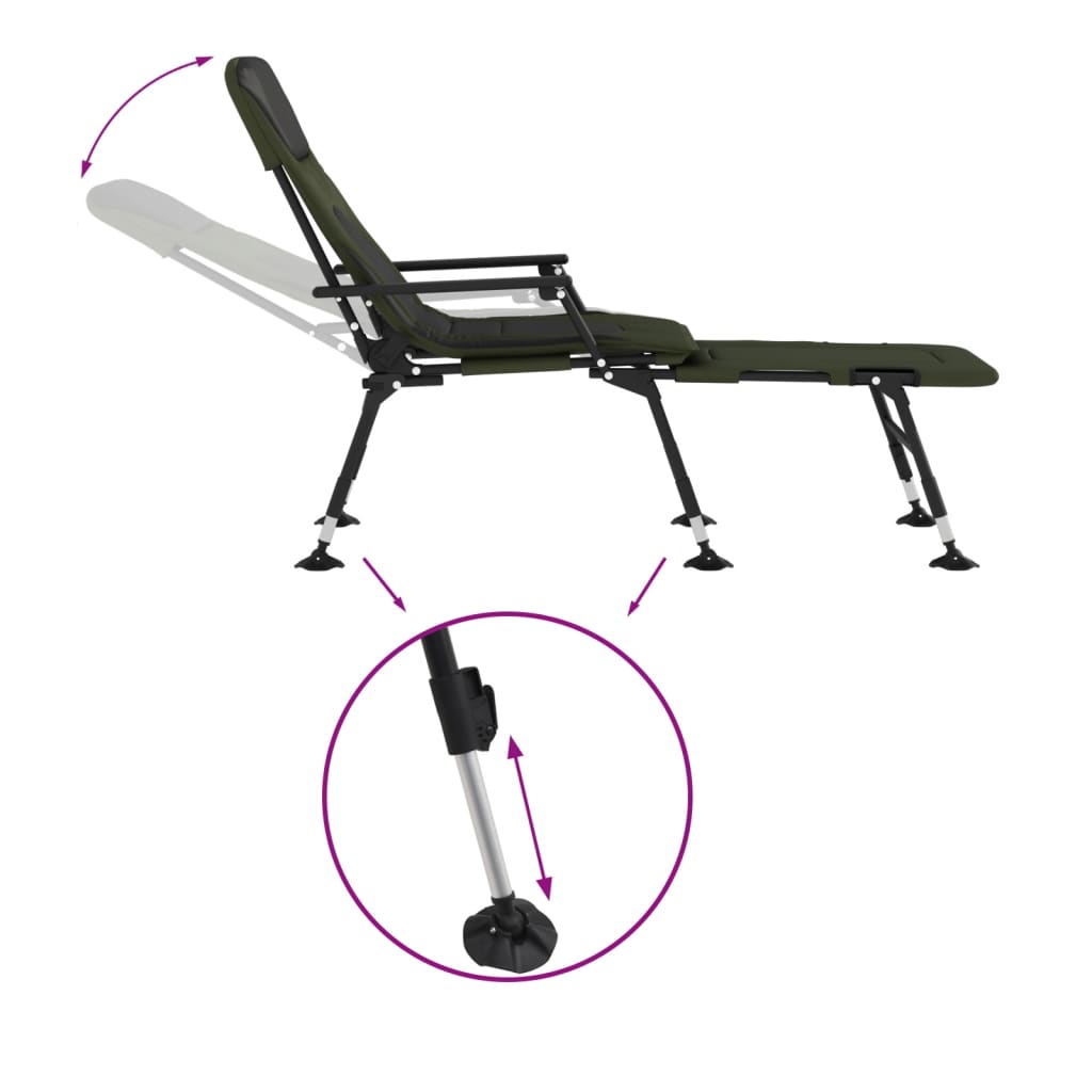 vidaXL Angelliege mit Verstellbaren Schlammbeinen Klappbar Grün
