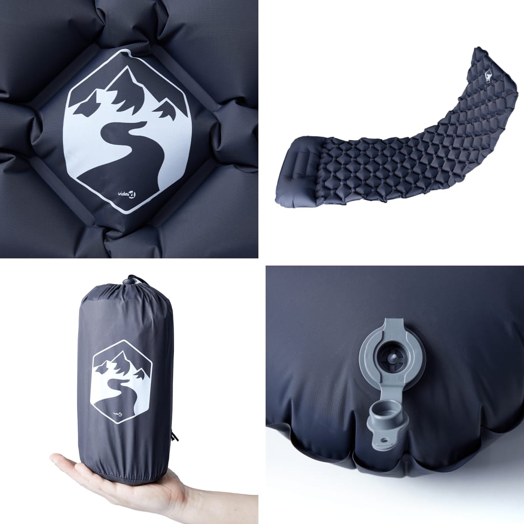 vidaXL Aufblasbare Isomatte mit Kissen Grau