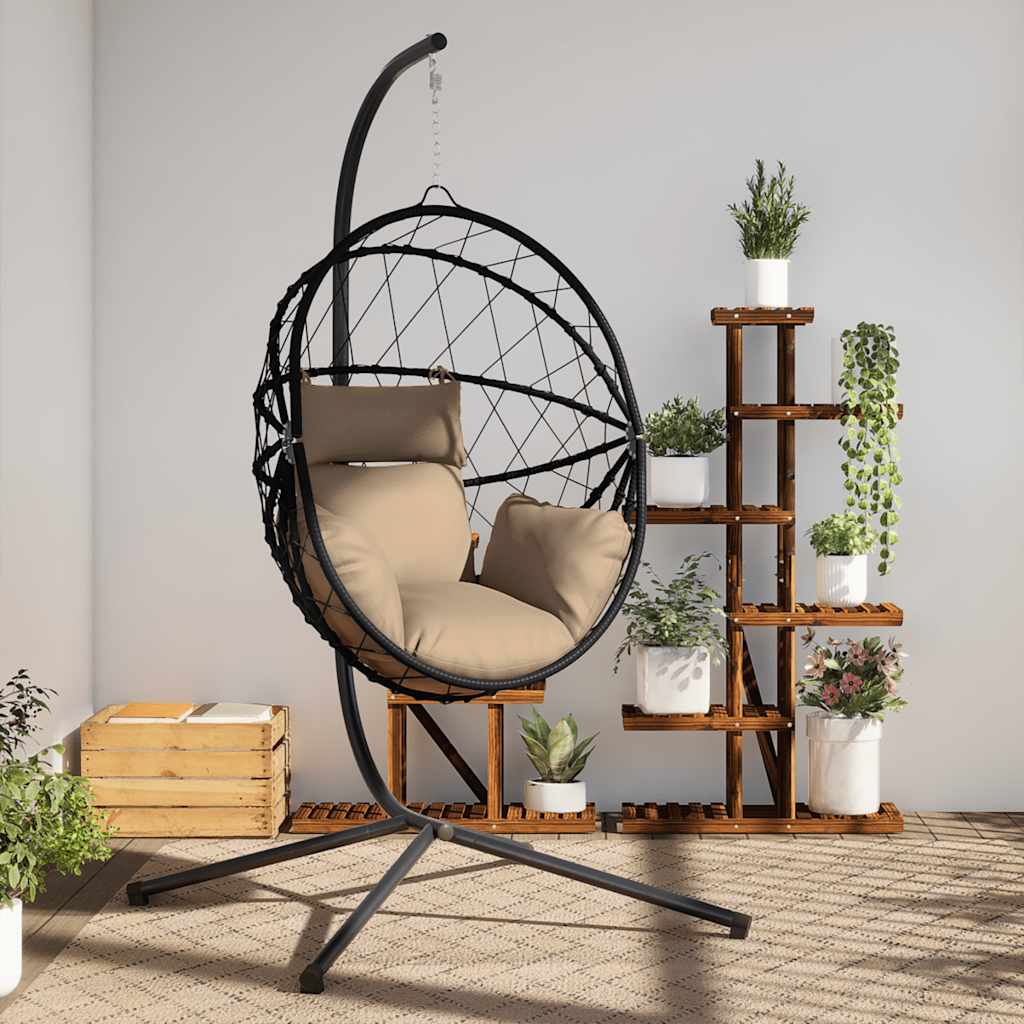 vidaXL Hängesessel Ei-Design mit Ständer Anthrazit Rattan und Stahl