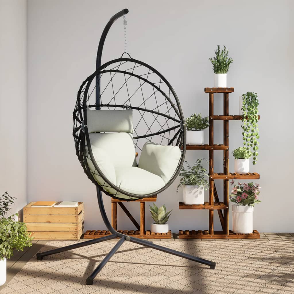 vidaXL Hängesessel Ei-Design mit Ständer Anthrazit Rattan und Stahl