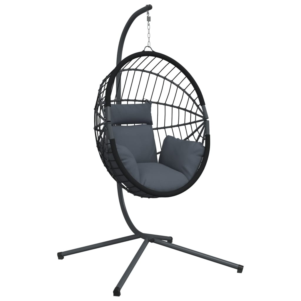 vidaXL Hängesessel Ei-Design mit Ständer Anthrazit Rattan und Stahl