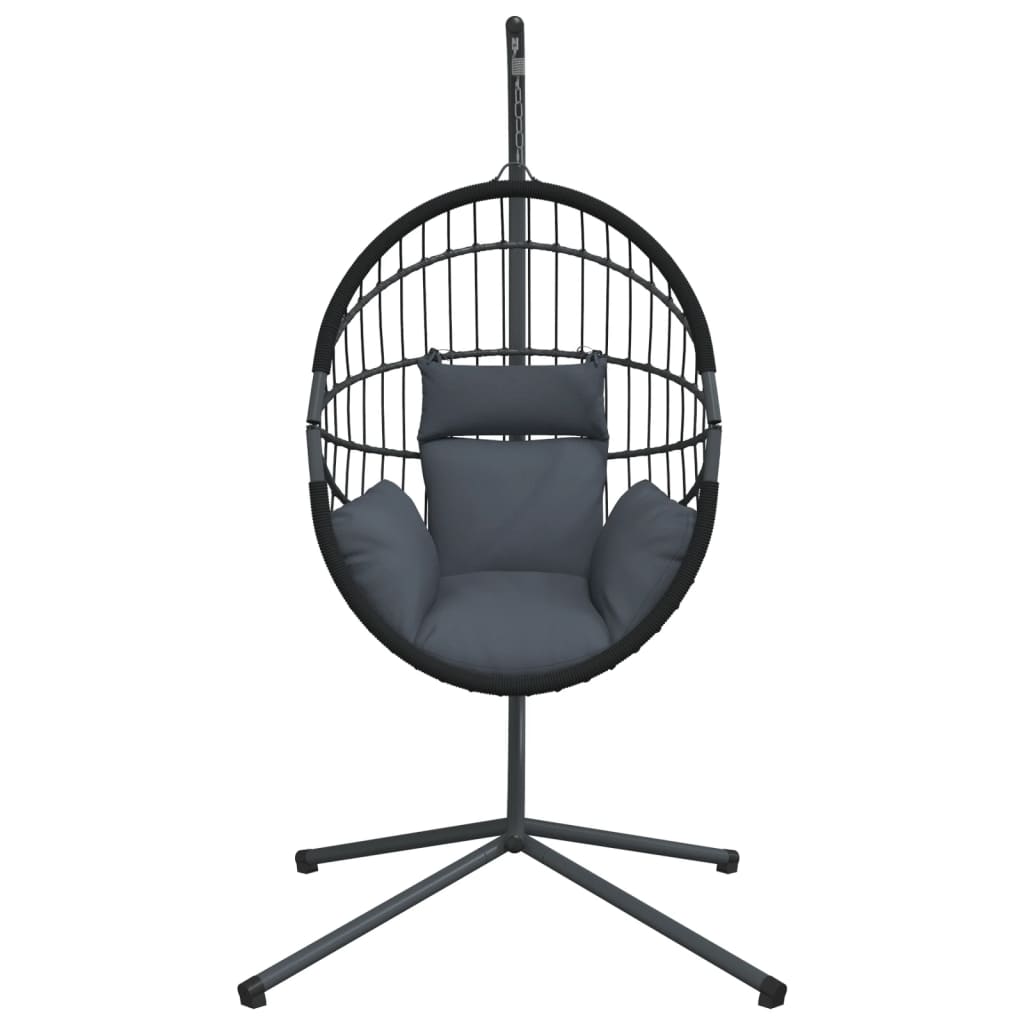 vidaXL Hängesessel Ei-Design mit Ständer Anthrazit Rattan und Stahl