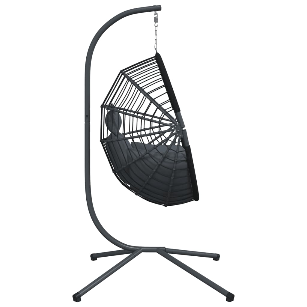 vidaXL Hängesessel Ei-Design mit Ständer Anthrazit Rattan und Stahl