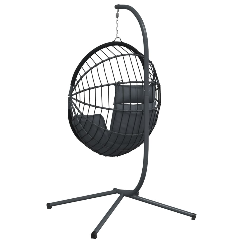 vidaXL Hängesessel Ei-Design mit Ständer Anthrazit Rattan und Stahl