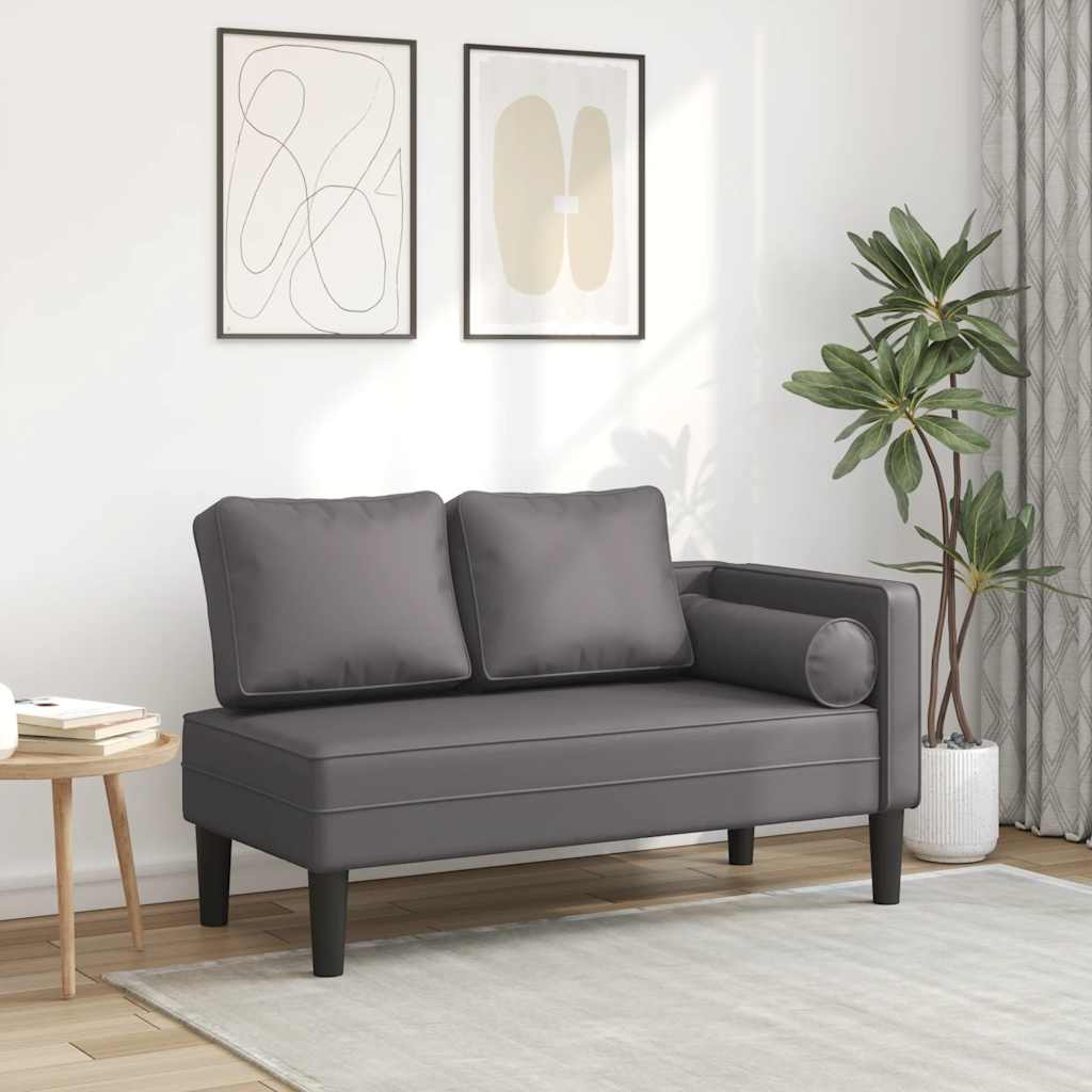 vidaXL Chaiselongue mit Kissen Schwarz Kunstleder