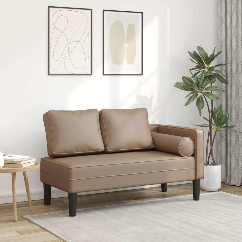 vidaXL Chaiselongue mit Kissen Schwarz Kunstleder