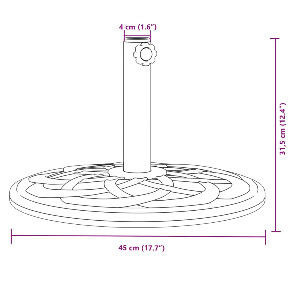 vidaXL Sonnenschirmständer für Ø38/48 mm Mast 12 kg Rund