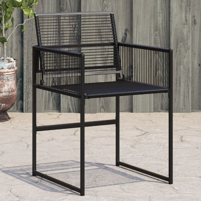 vidaXL Gartenstühle mit Kissen 4 Stk. Schwarz Poly Rattan