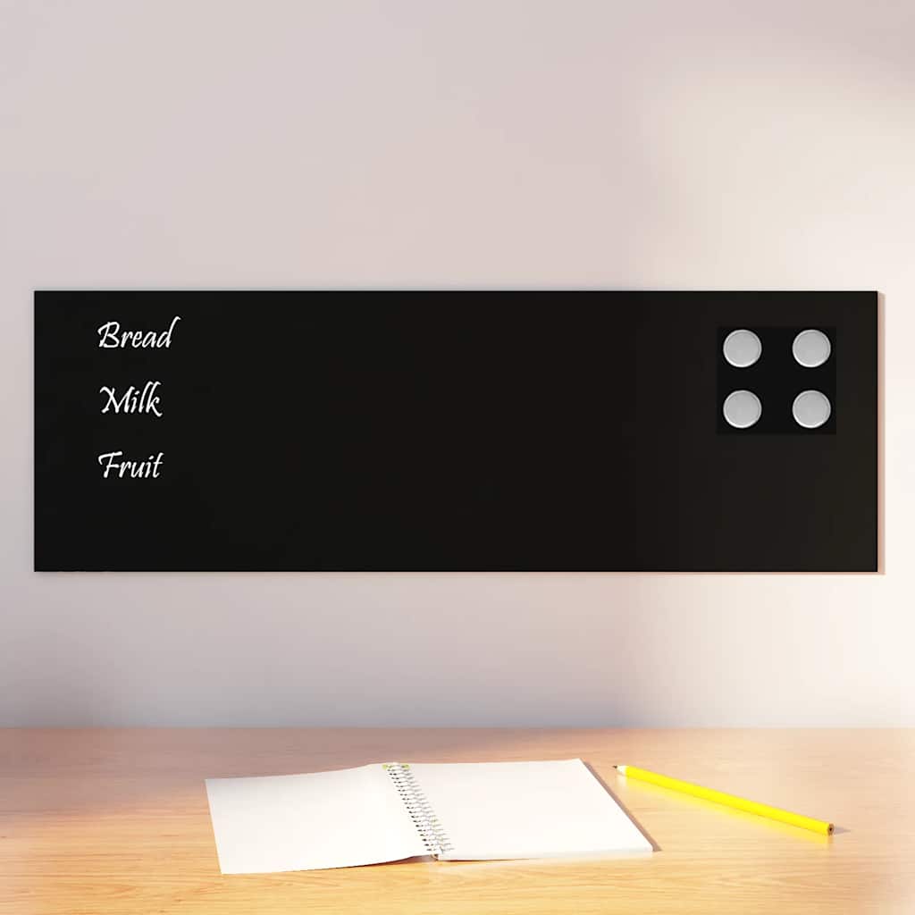 vidaXL Magnettafel Wandmontage Schwarz 30x20 cm Hartglas