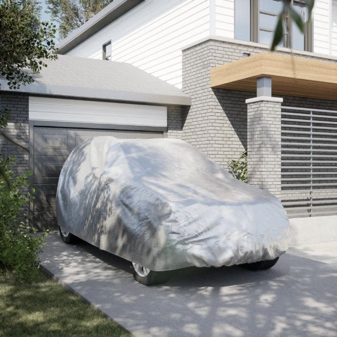 vidaXL Autoabdeckung für Limousine Schnallenriemen Voll Silbern M PEVA