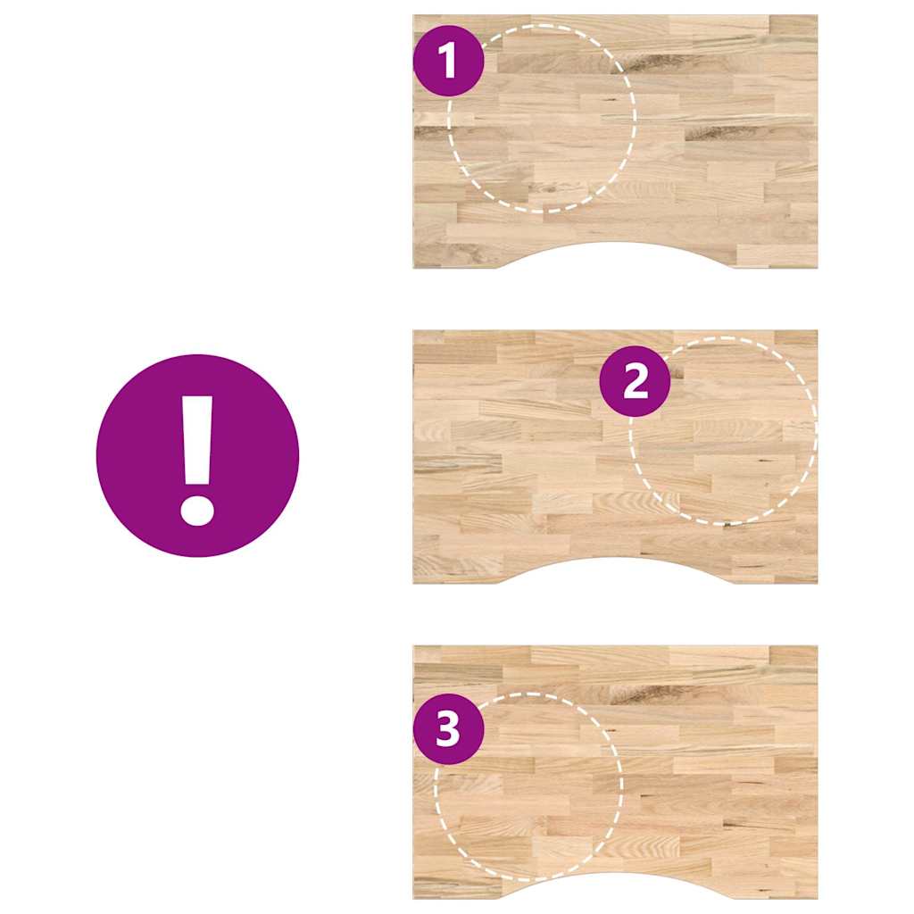 vidaXL Schreibtischplatte Unbehandelt 80x50x2,5 cm Massivholz Eiche