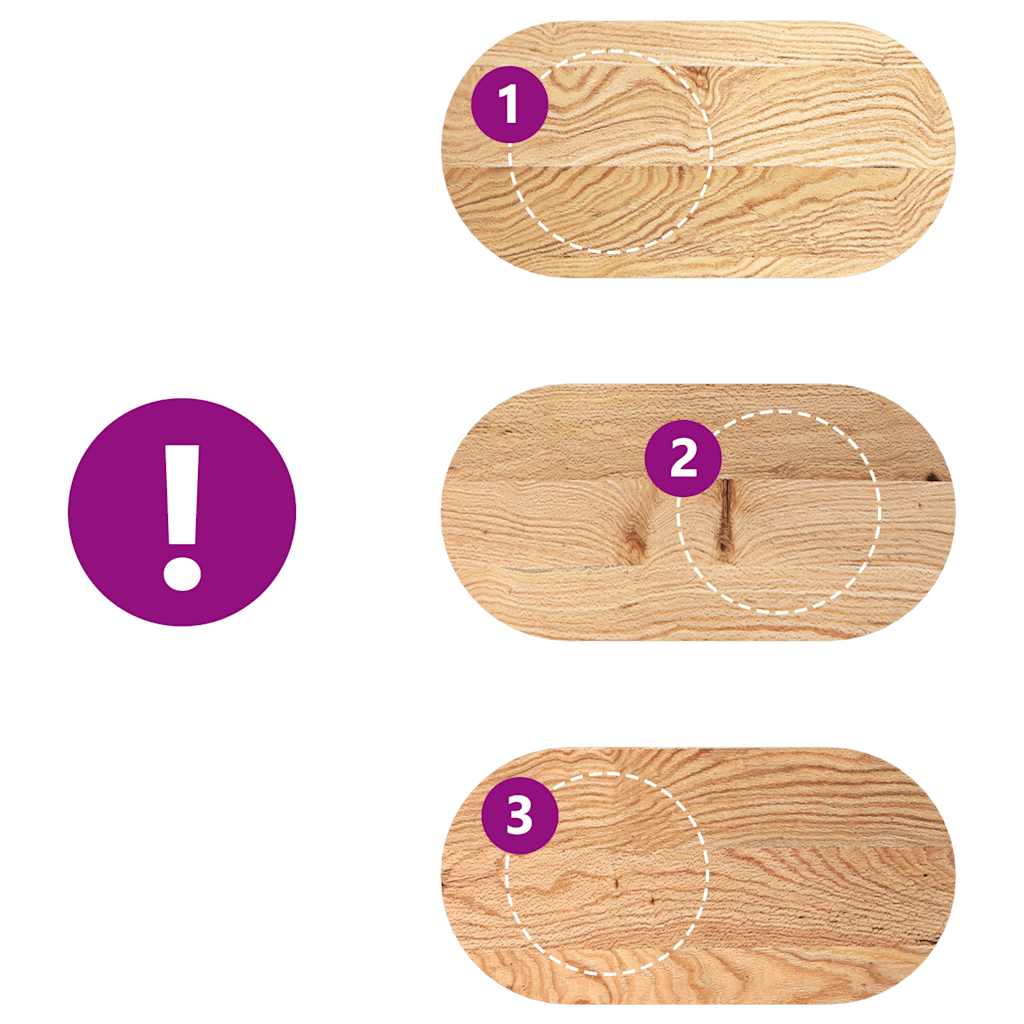 vidaXL Tischplatte 80x40x2 cm Massivholz Eiche Oval