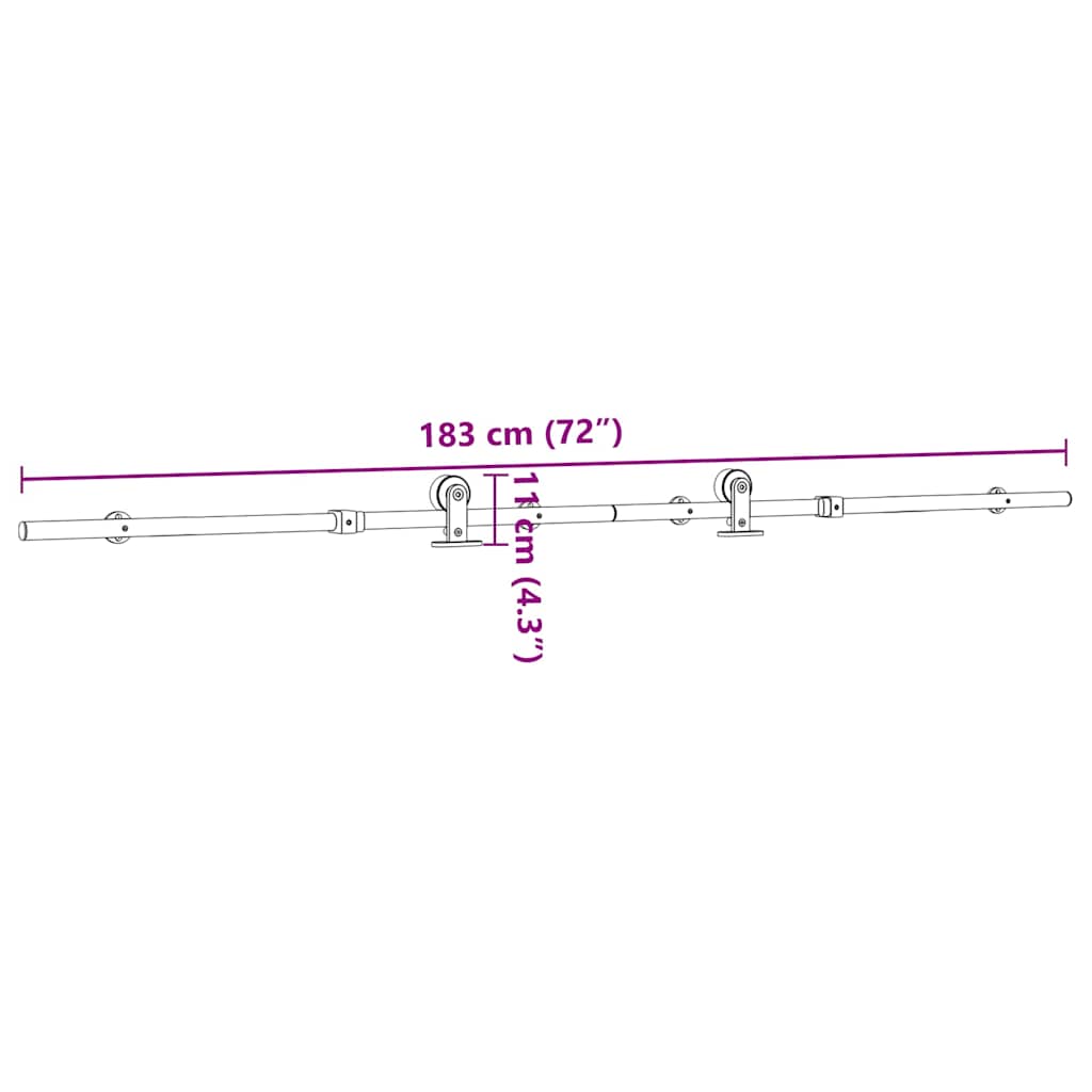 vidaXL Schiebetür-Beschlagsatz 183 cm Edelstahl Silbern