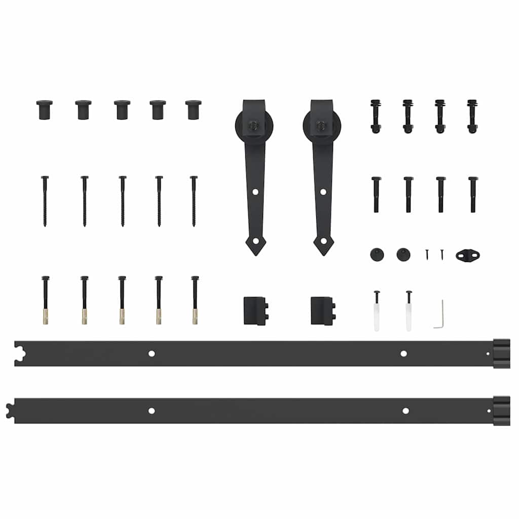 vidaXL Schiebetürbeschlag-Set 152,5 cm Stahl Schwarz