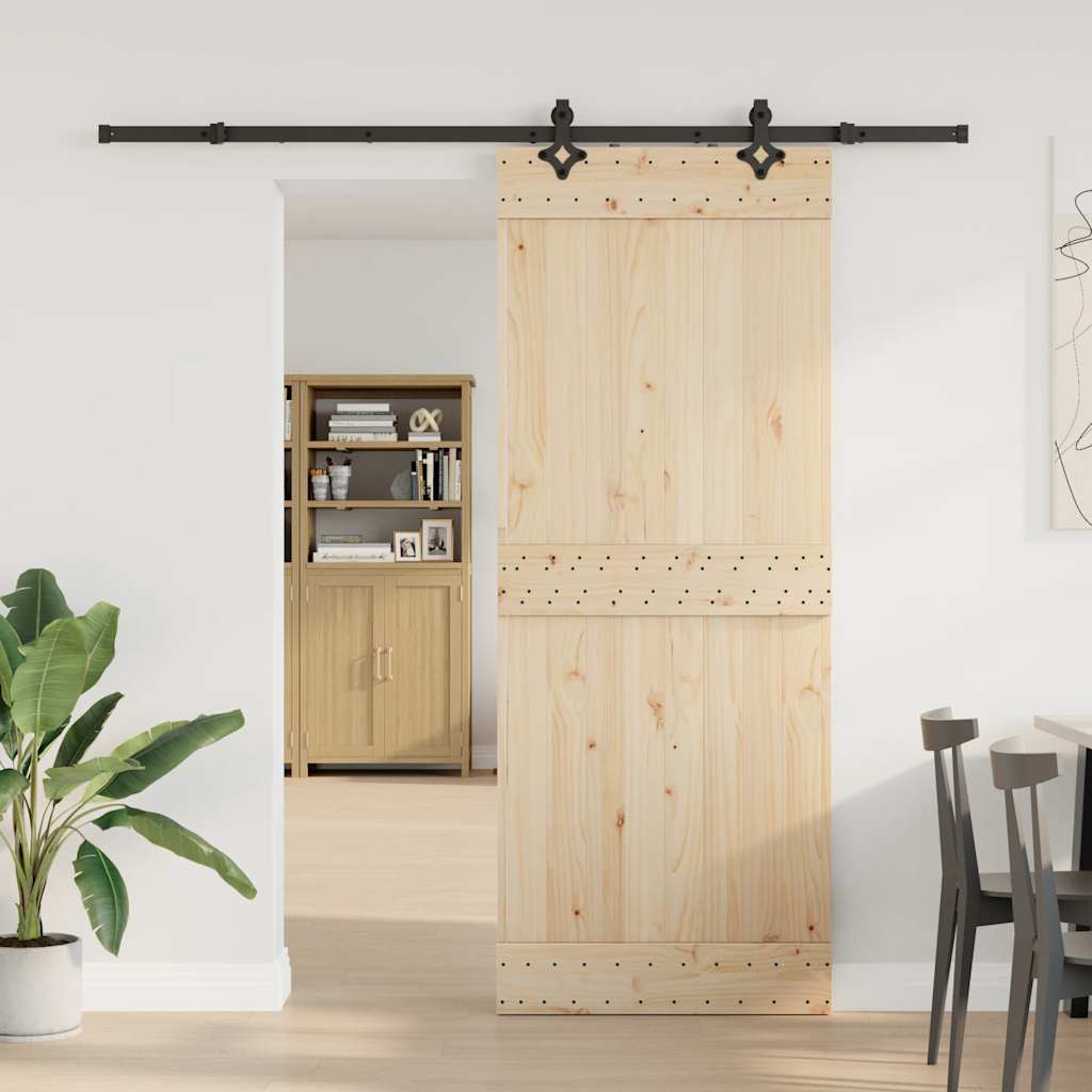 vidaXL Schiebetürbeschlag-Set 213,5 cm Stahl Schwarz