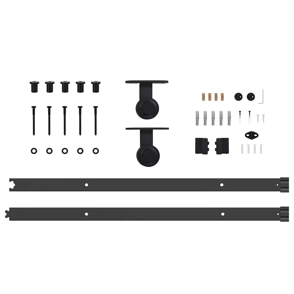 vidaXL Schiebetürbeschlag-Set 213,5 cm Stahl Schwarz