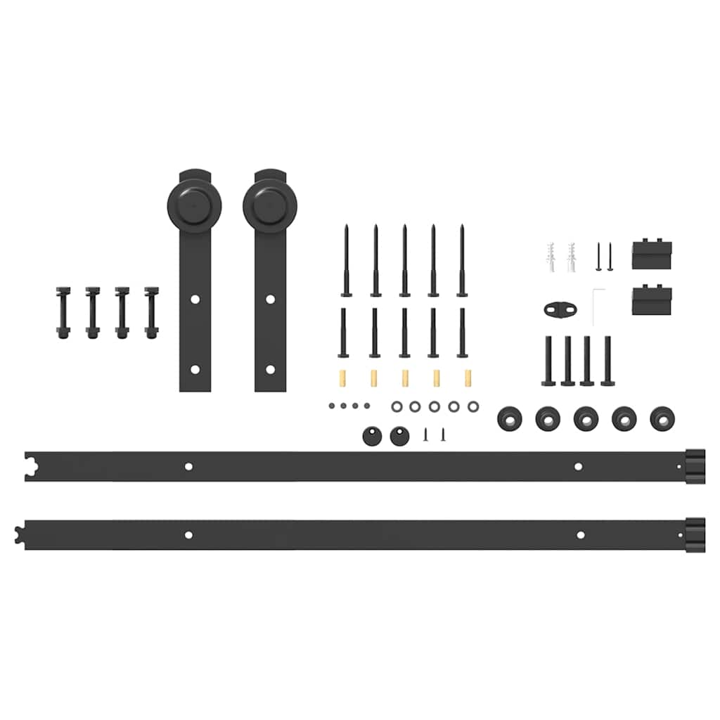 vidaXL Schiebetürbeschlag-Set 183 cm Stahl Schwarz