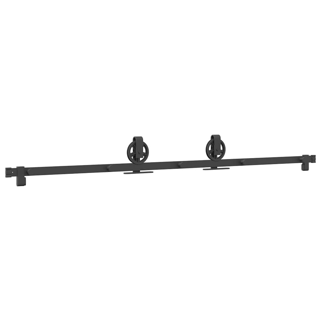 vidaXL Schiebetürbeschlag-Set 183 cm Stahl Schwarz