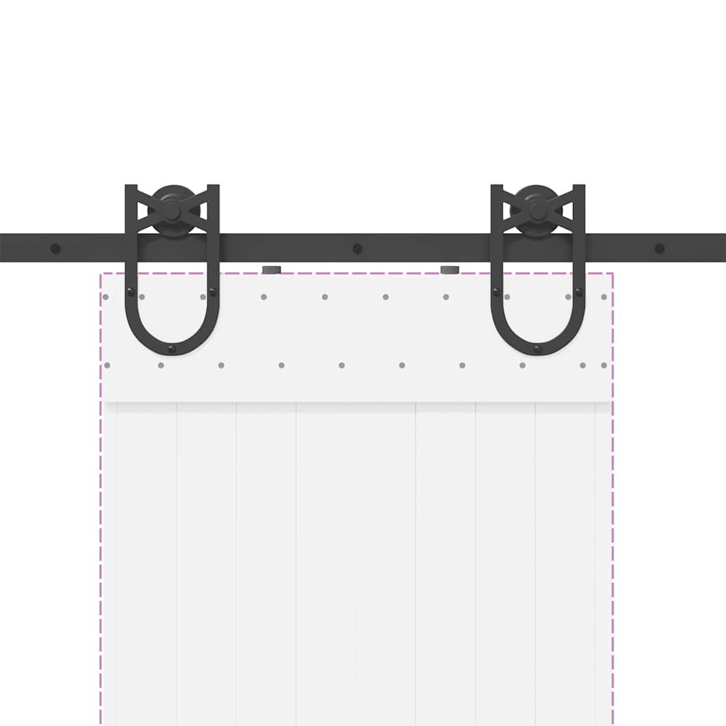 vidaXL Schiebetürbeschlag-Set 183 cm Stahl Schwarz