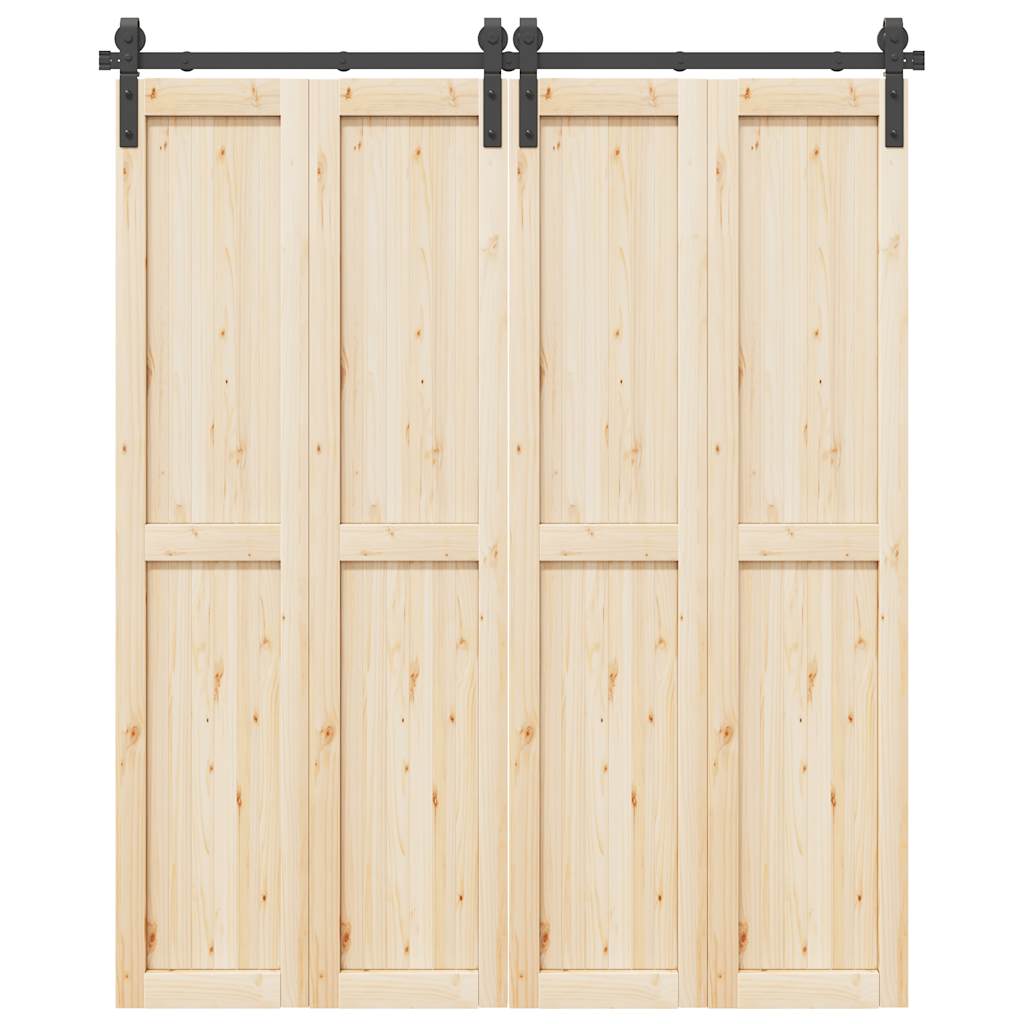 vidaXL Schiebetürbeschlag-Set 183 cm Stahl Schwarz