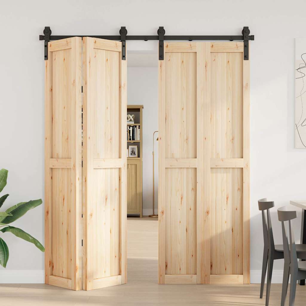 vidaXL Schiebetürbeschlag-Set 183 cm Stahl Schwarz