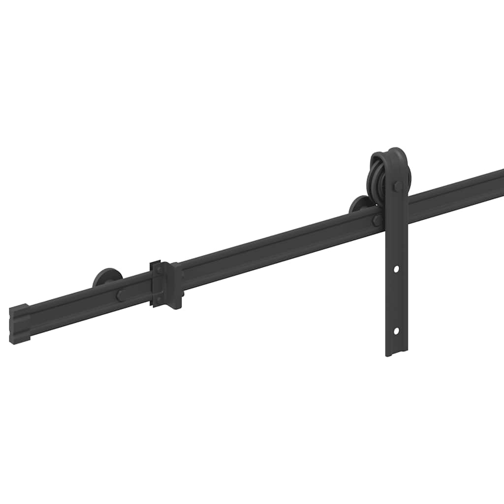 vidaXL Schiebetürbeschlag-Set 183 cm Stahl Schwarz