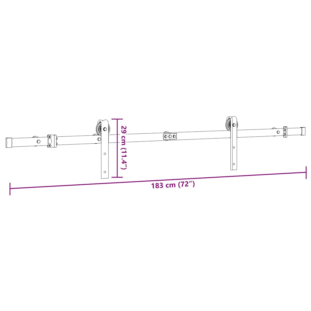 vidaXL Schiebetürbeschlag-Set 183 cm Stahl Schwarz