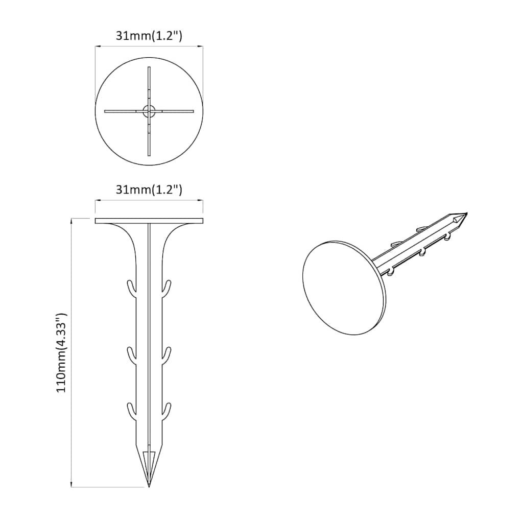 Plastik-Pegs 100 pcs Schwarz Ø3 x 11 cm Kunststoff