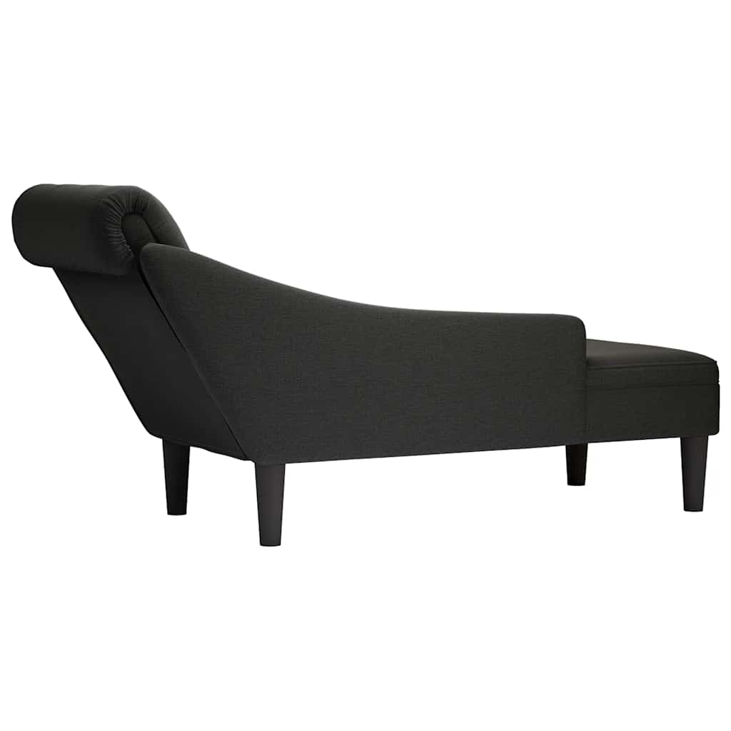 vidaXL Chaiselongue mit Kissen und Rechter Armlehne Schwarz Stoff