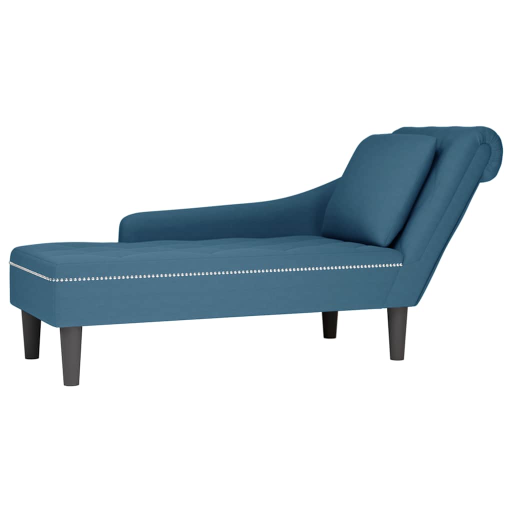 vidaXL Chaiselongue mit Kissen und Rechter Armlehne Blau Samt