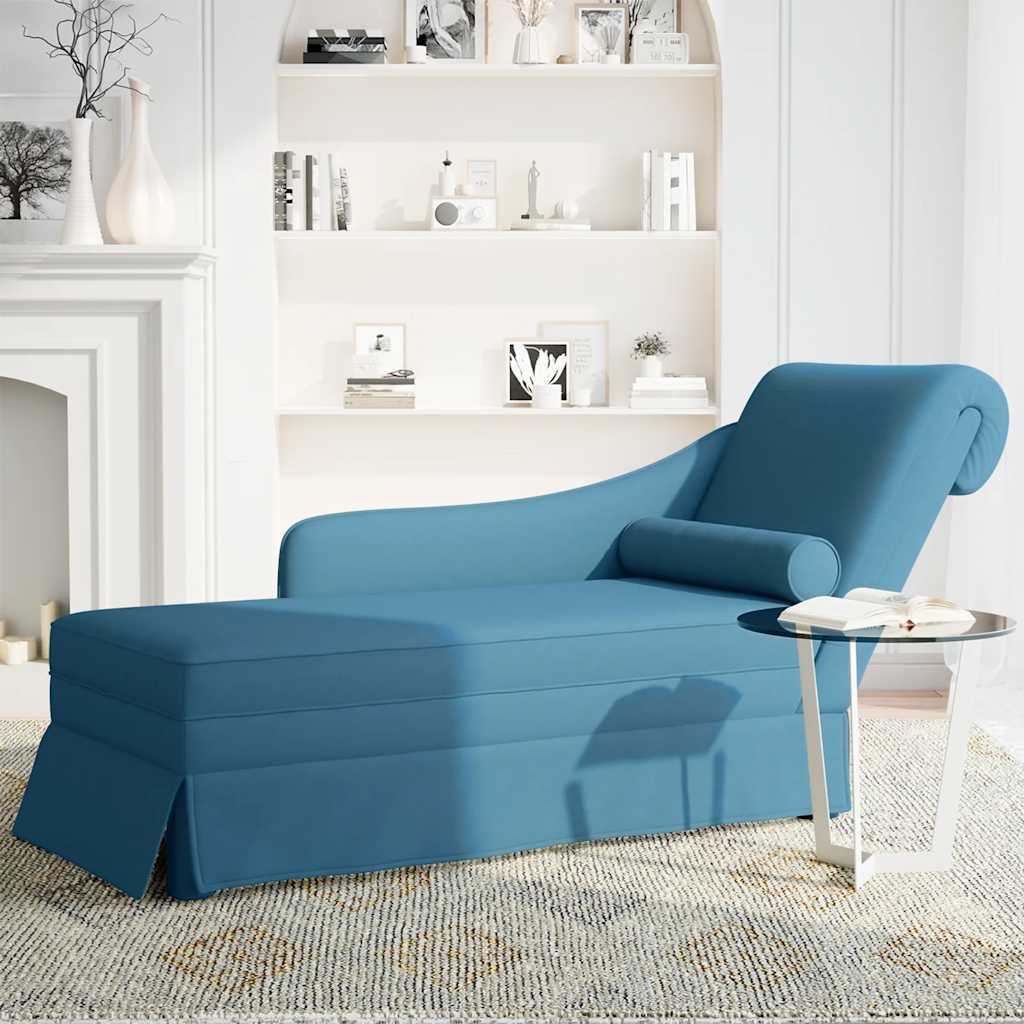 vidaXL Chaiselongue mit Nackenrolle und Rechter Armlehne Blau Samt