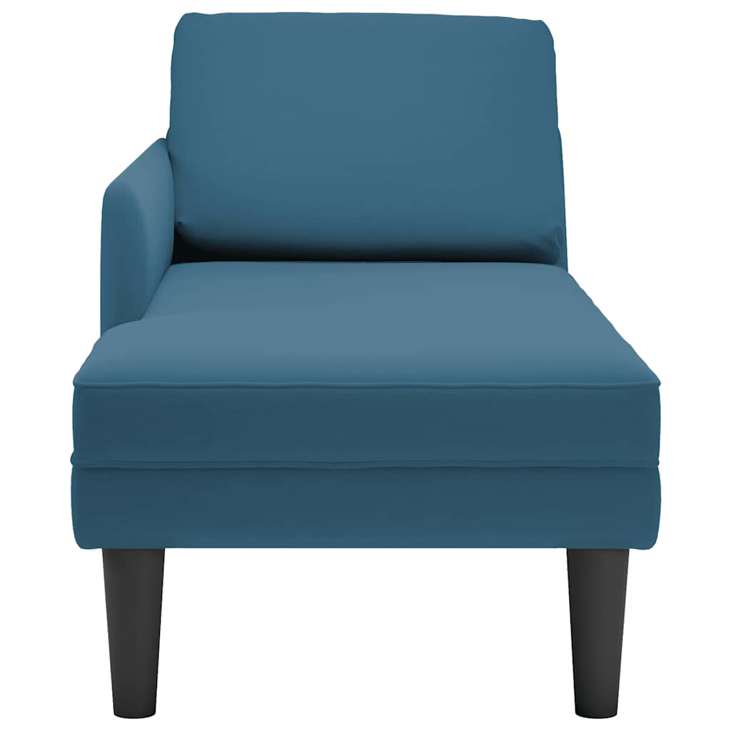 vidaXL Chaiselongue mit Kissen und Rechter Armlehne Blau Samt