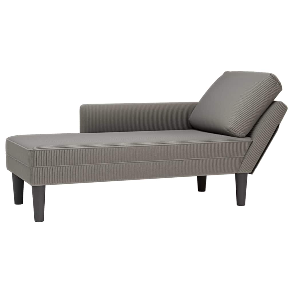 vidaXL Chaiselongue mit Kissen Hellgrau Cordstoff