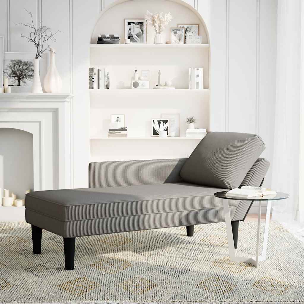 vidaXL Chaiselongue mit Kissen Hellgrau Cordstoff