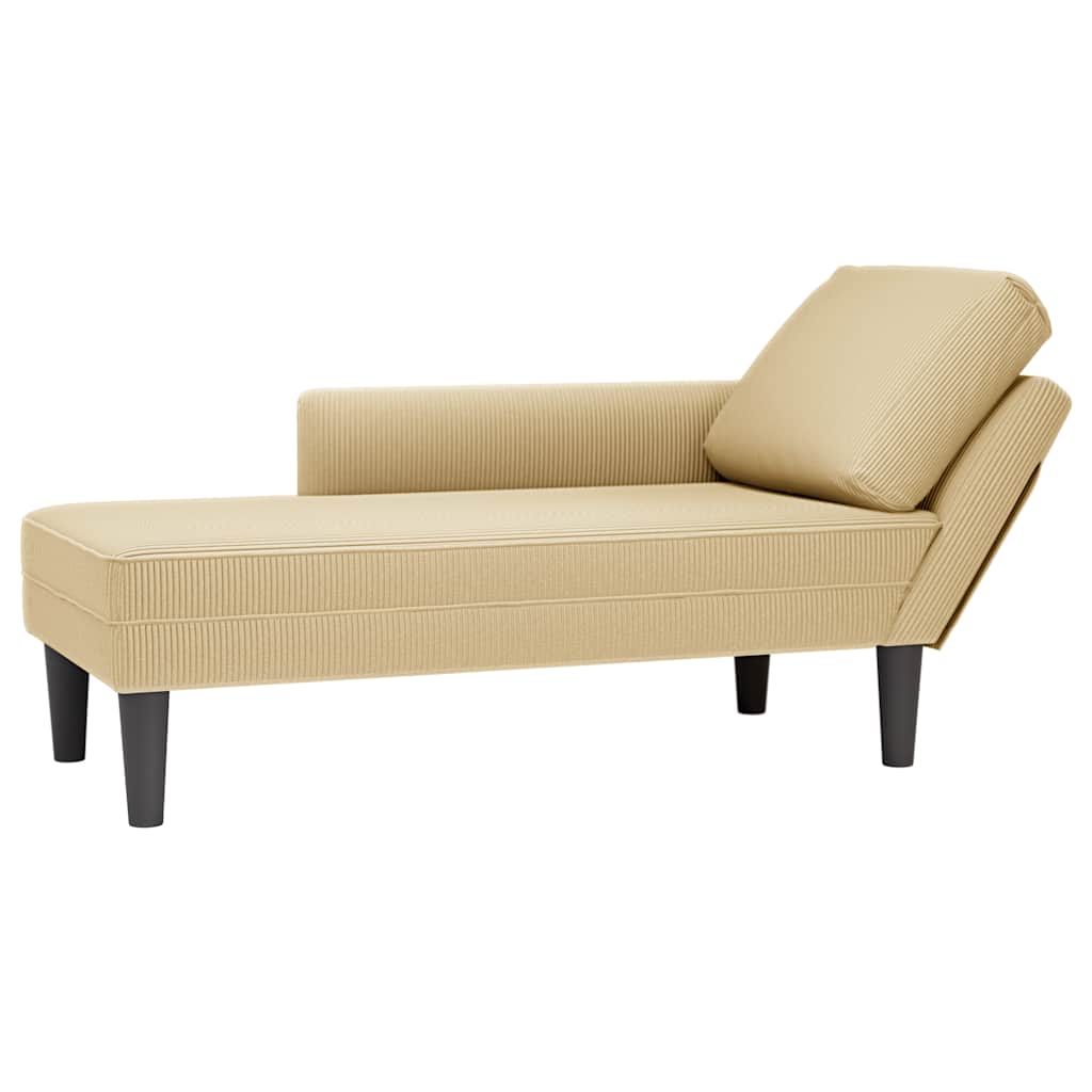 vidaXL Chaiselongue mit Kissen Hellgrau Cordstoff