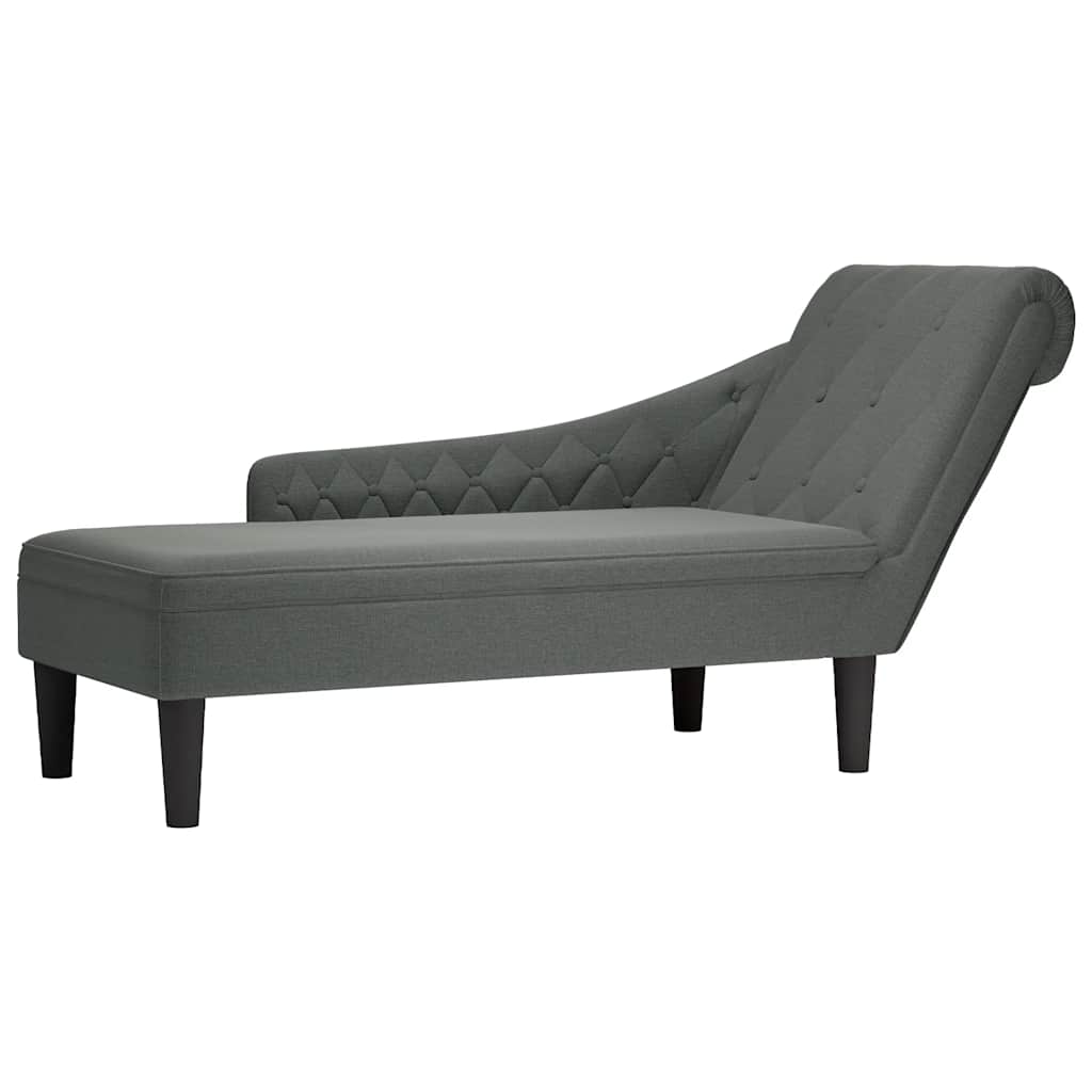 vidaXL Chaiselongue mit Kissen und Rechter Armlehne Schwarz Stoff