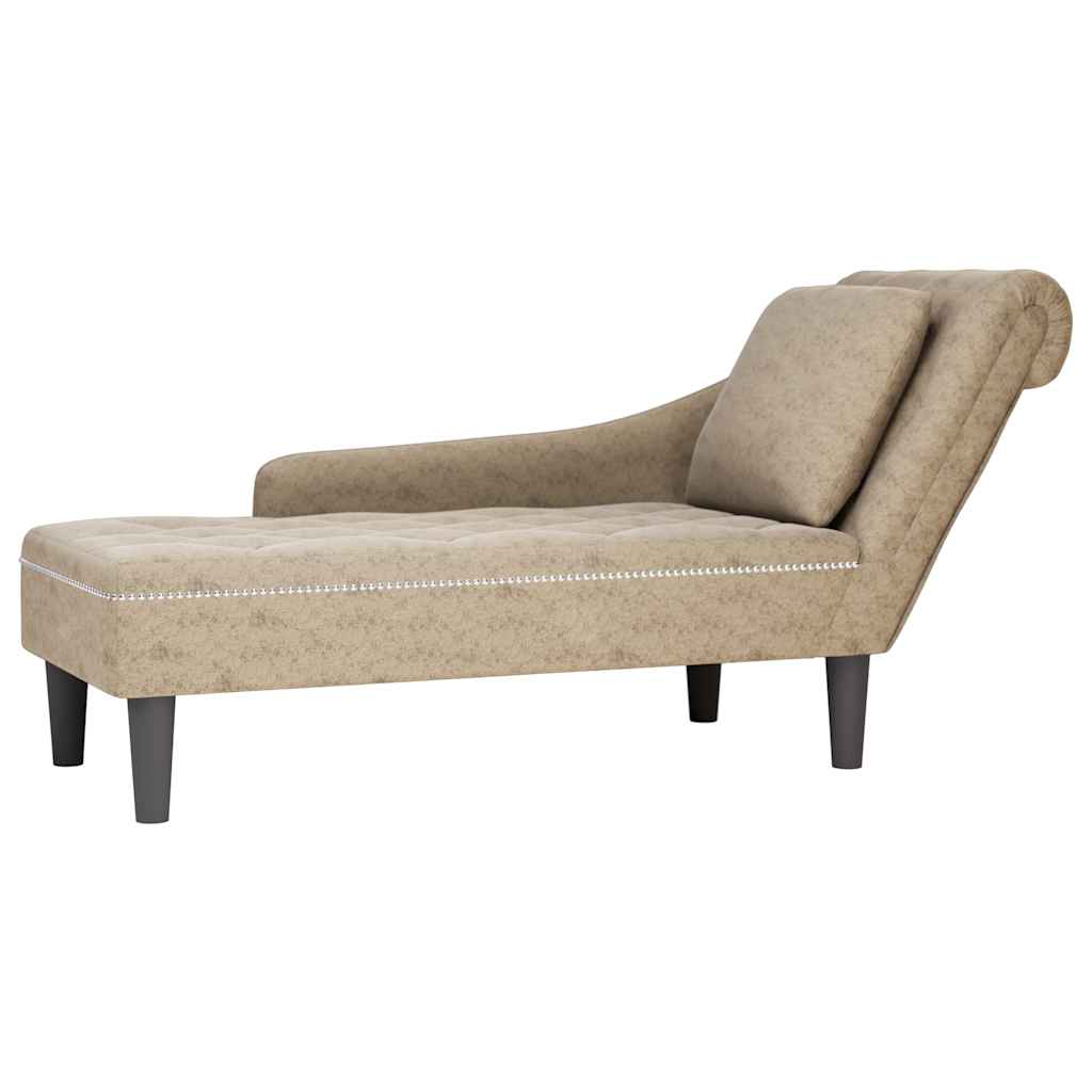 vidaXL Chaiselongue mit Kissen und Rechter Armlehne Braun Kunstleder