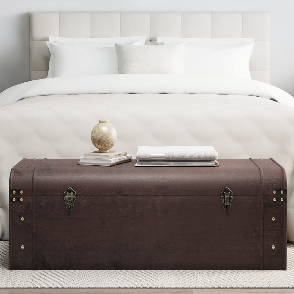 vidaXL Schatztruhe mit Riegeln Dunkelbraun 79,5x39,5x39,5 cm Sperrholz