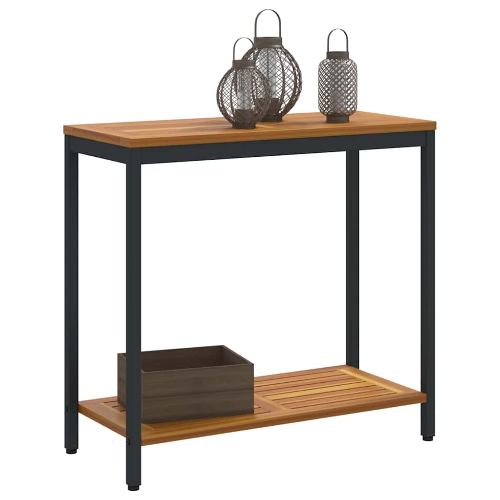 vidaXL Tisch für Outdoor Natürlich und Schwarz 80 x 35 x 75 cm