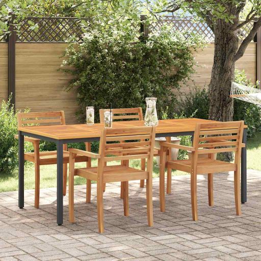 vidaXL Tisch für Outdoor Natürlich und Schwarz 90 x 90 x 75 cm