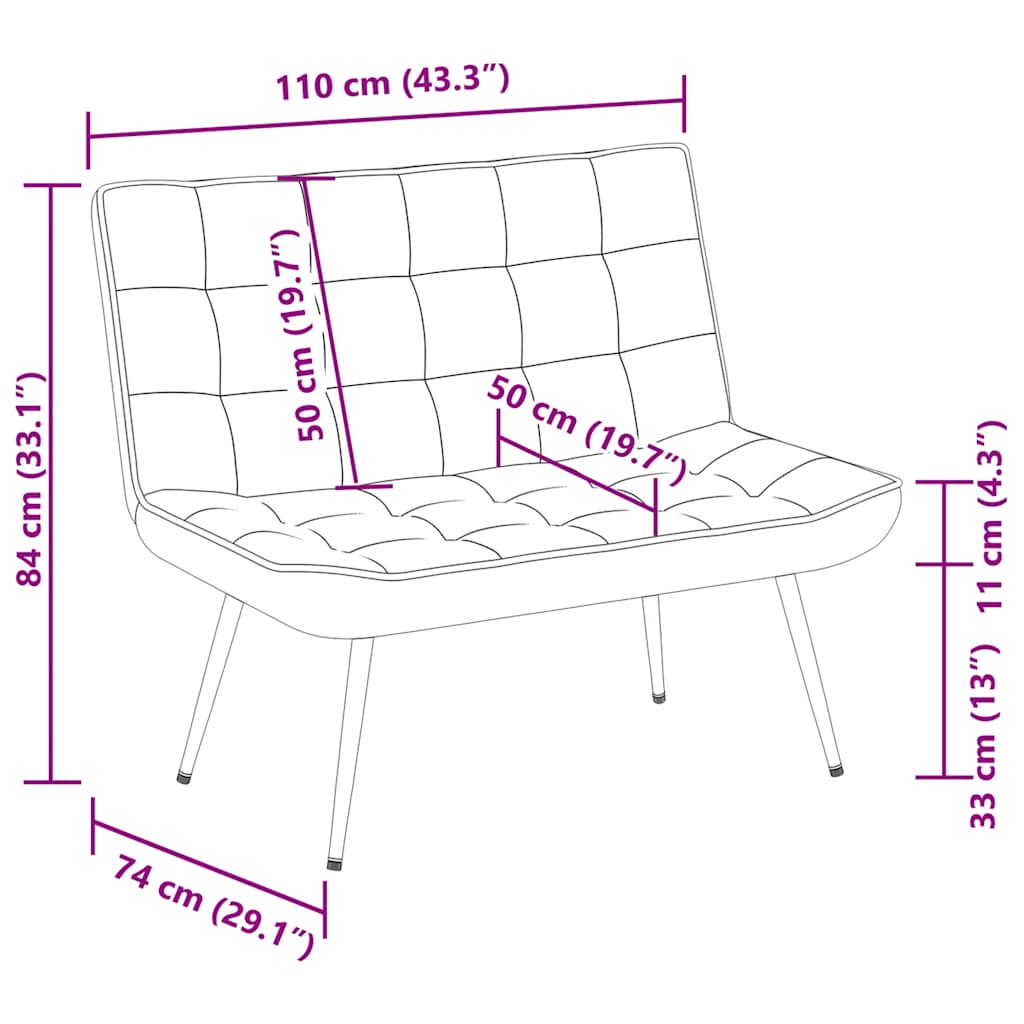 vidaXL Sitzbank Hellgrau 110x74x84 cm Samt