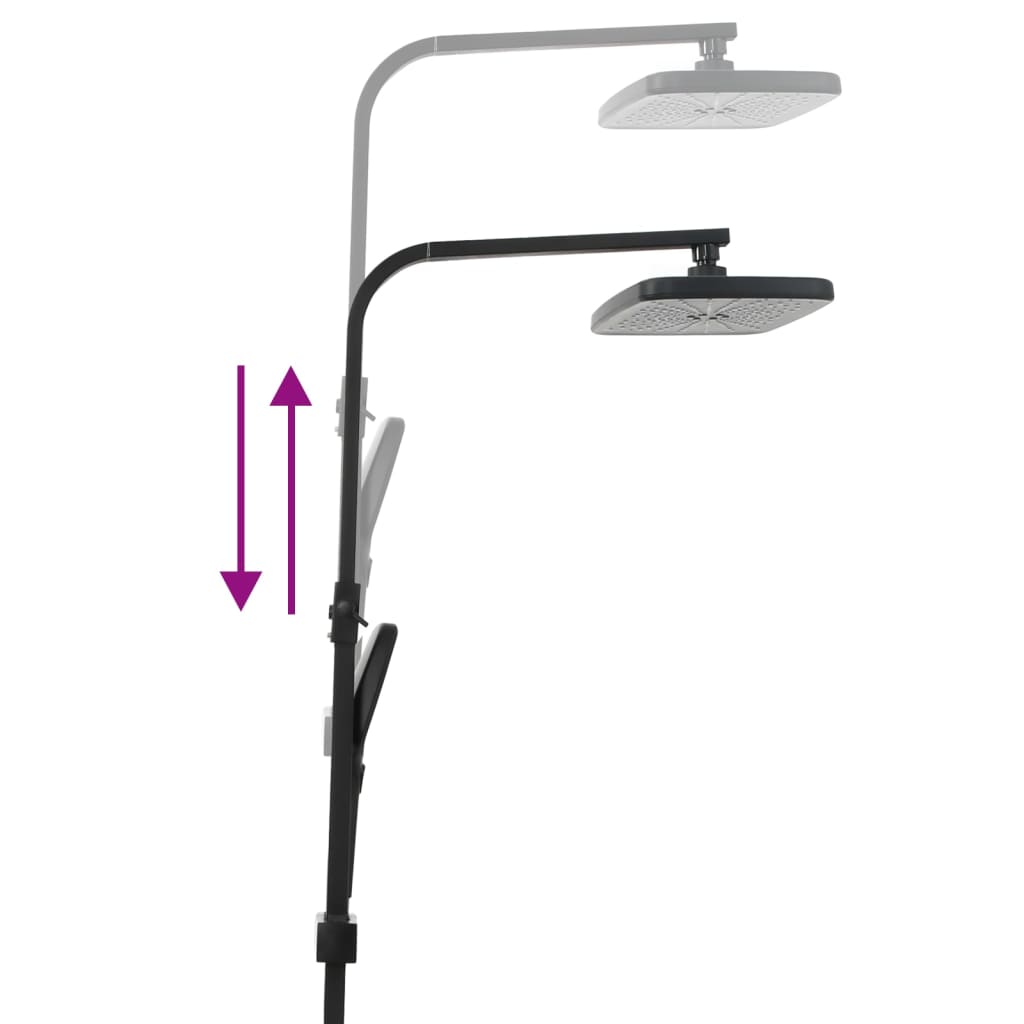 vidaXL Doppelkopf-Duschset mit Mischbatterie Schlauch Schwarz Messing