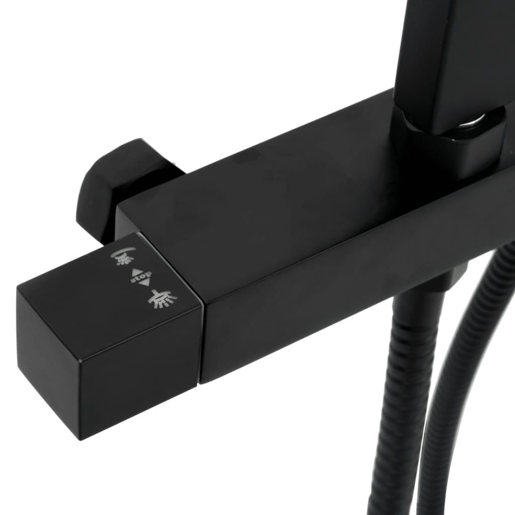 vidaXL Doppelkopf-Duschset mit Mischbatterie Schlauch Schwarz Messing
