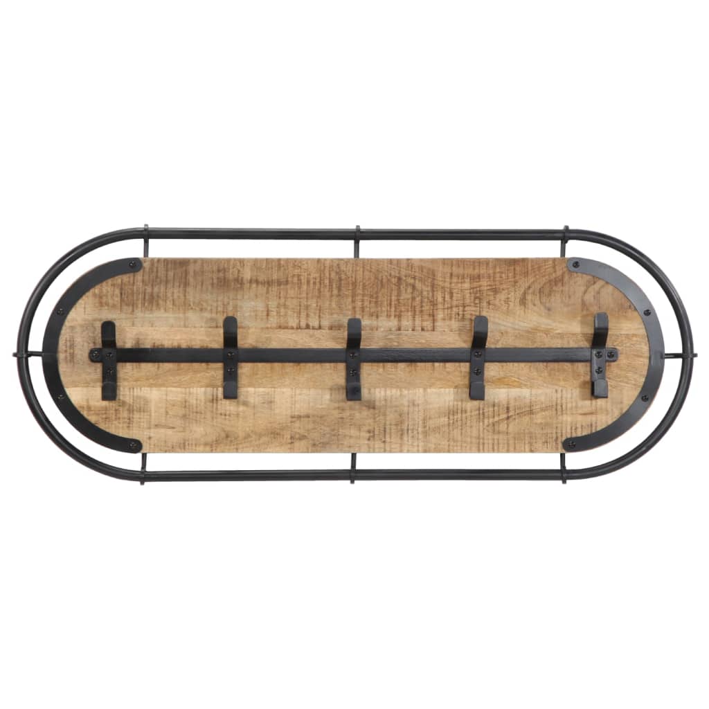 vidaXL Wandgarderobe mit 5 Haken Raues Mangoholz