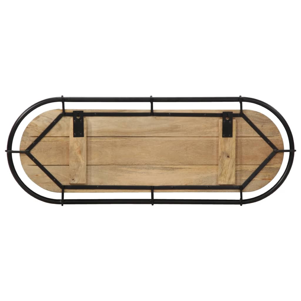 vidaXL Wandgarderobe mit 5 Haken Raues Mangoholz