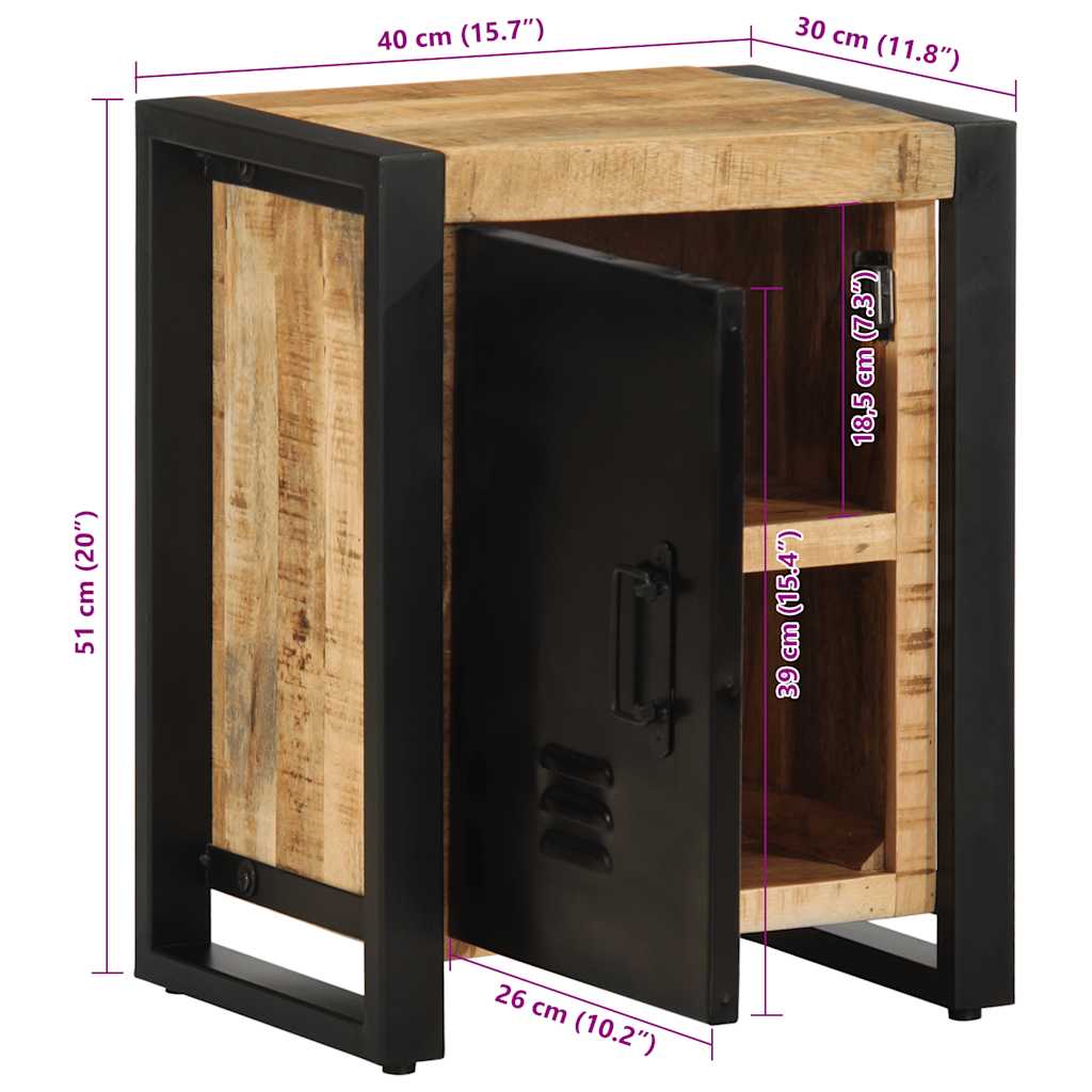 vidaXL Nachttisch 40x30x51 cm Raues Mangoholz